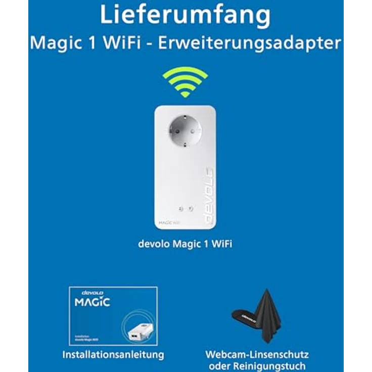 devolo Magic 1 Wifi: Ideal für Home Office und Streaming, starker Powerline-Erweiterungs Adapter mit WLAN-Funktion, bis 1200 Mbit-s, 2x Fast Ethernet LAN-Anschluss, integrierte Steckdose – Bild 8