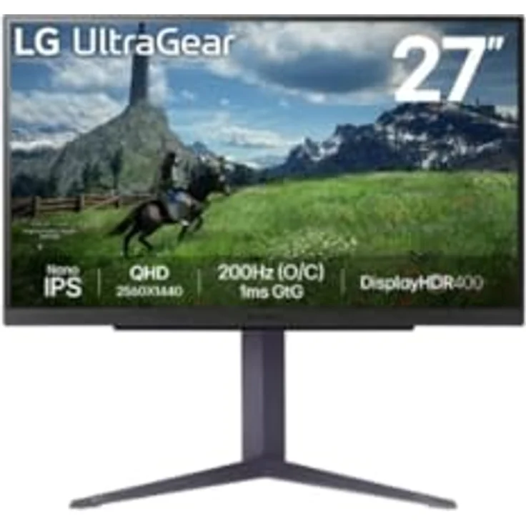LG Ultragear™ 27GS85Q-B Gaming-PC-Monitor 27 Zoll – IPS-Panel QHD-Auflösung (2560 x 1440), 1 ms 180 Hz (200 Hz O/C), DisplayHDR™ 400, DCI-P3 98%, AMD FreeSync, NVIDIA G-Sync kompatibel, Schwarz – Bild 1