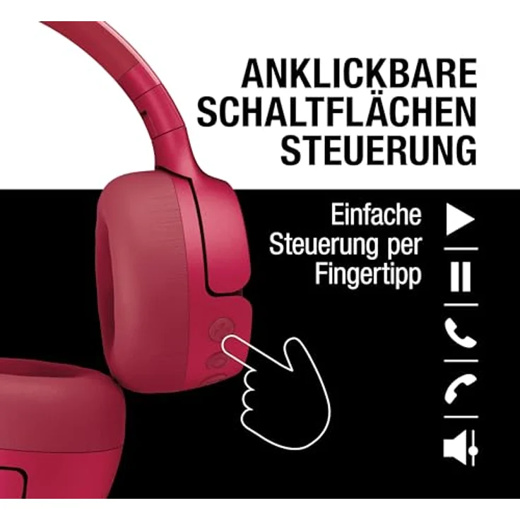 Fresh n Rebel Code Fuse, Kabelloser Ohraufliegender Bluetooth Kopfhörer mit 30 h Laufzeit, Berry Red – Bild 3