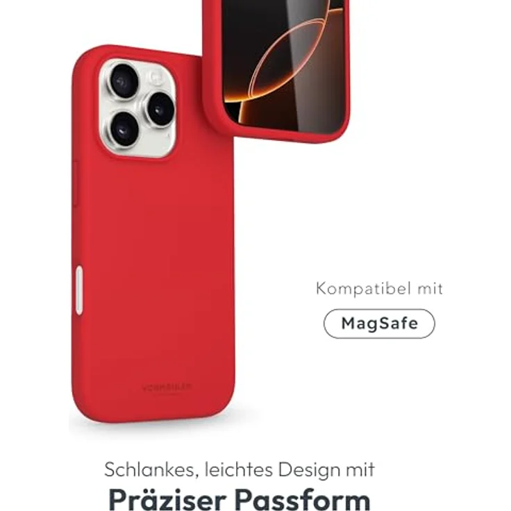 Vonmählen Soft Silicone Case für Apple iPhone 16 Pro, Smartphone Hülle aus recycelten Rohstoffen, Rot – Bild 6