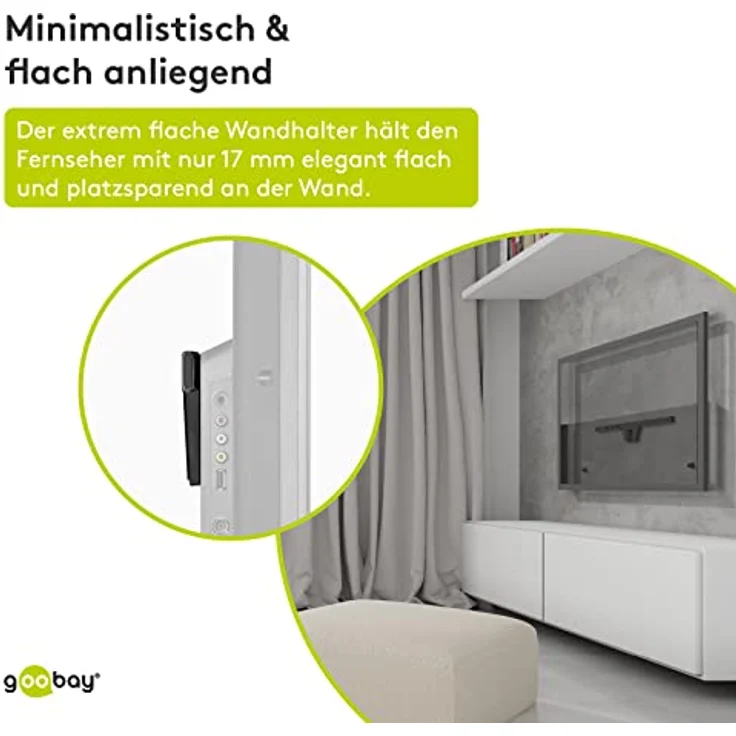 Goobay 49949 TV-Wandhalterung OLED Fixed (L), 37" bis 70" (94-178 cm), 50 Kg, einfache & sichere Montage, Schwarz, Vesa Standard – Bild 4