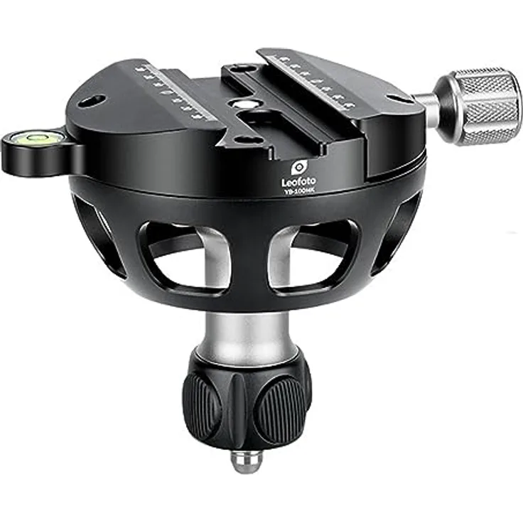 LEOFOTO YB-100MK, Nivelliereinrichtung 100mm mit Gewinde & Arca-Swiss Aufnahme, inkl. Wasserwaage und Anti-Dreh-Setschrauben, Metall - luftfahrt-aluminiumlegierung