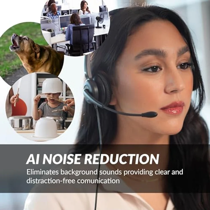Cyber Acoustics USB-C Headset mit AI-Rauschunterdrückung (AC-304C) - AI-Mikrofon-Rauschunterdrückung eliminiert Hintergrundgeräusche in Büros, Häusern oder jeder Umgebung – Bild 3
