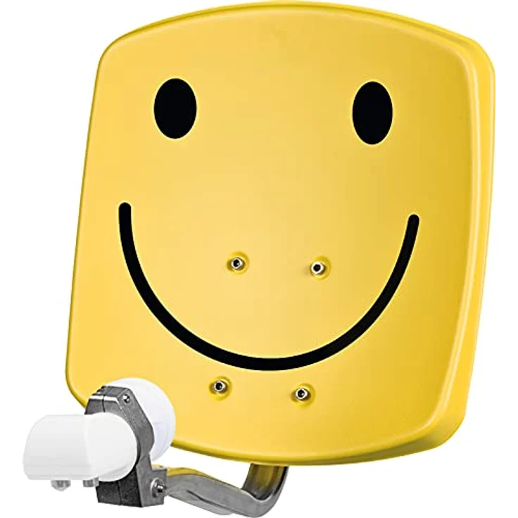 TechniSat DIGIDISH 33 – Satelliten-Schüssel für 2 Teilnehmer (33 cm kleine Sat Anlage - Komplettset mit Wandhalterung und Universal Twin-LNB) smiley-gelb – Bild 4