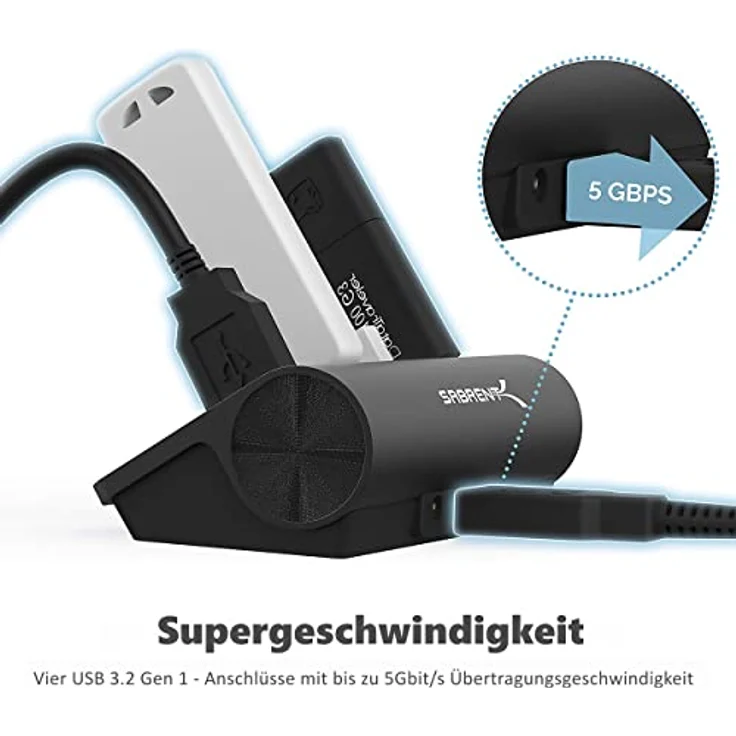 Sabrent USB HUB - Premium 4-Port USB 3.0 Schwarz Aluminum Hub (76cm Kabel) für iMac, MacBook, MacBook Pro, MacBook Air, Mac Mini oder einem beliebigen PC [Schwarz] (HB-MC3B) – Bild 5