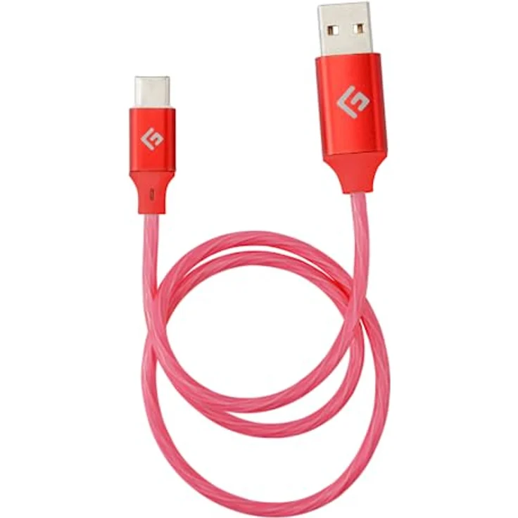 Floating Grip 0,5M LED USB-C Kabel (Rot), schnelles Datenkabel mit USB-C und USB-A Anschlüssen, robuste Bauform mit integrierter LED-Beleuchtung – Bild 1