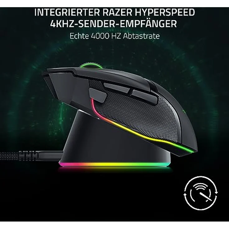 Razer Mouse Dock Pro & Charging Puck - (Magnetische drahtlose Ladestation, Hyperspeed 4K, 8 RGB Chroma Beleuchtung & Modul für kompatible Mäuse) - Schwarz, RZ81-01990100-B3M1 – Bild 3