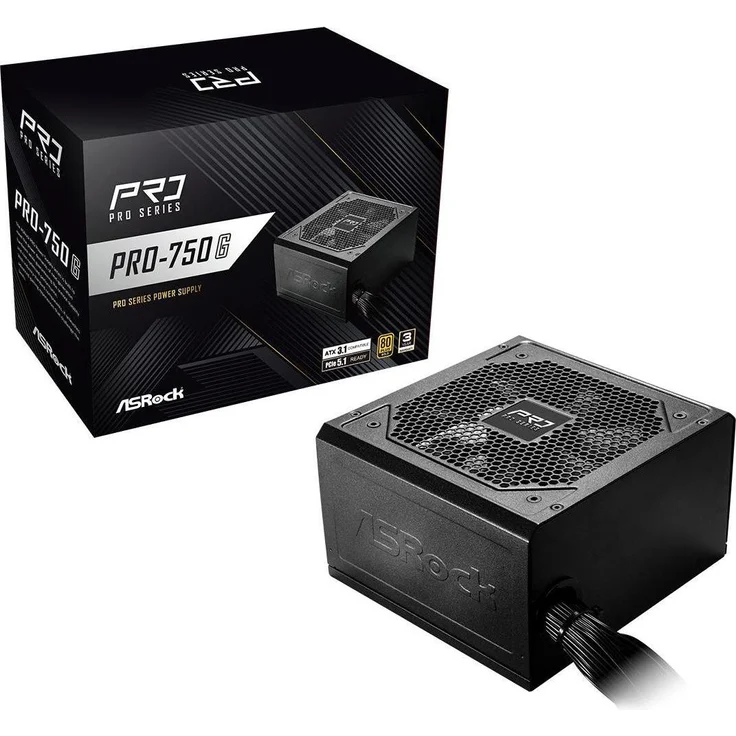 AsRock PRO-750G, 750W ATX Netzteil mit 80 PLUS Gold-Zertifizierung, schwarz