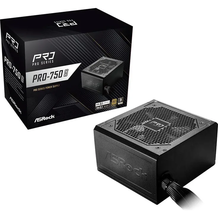 AsRock PRO-750G, 750W ATX Netzteil mit 80 PLUS Gold-Zertifizierung, schwarz