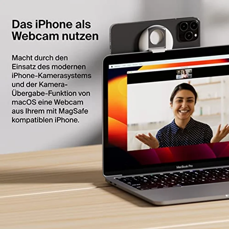 Belkin iPhone-Halter mit MagSafe für Mac-Notebooks; einfache magnetische Befestigung zur Verwendung der Kamera-Übergabe-Funktionen für Videokonferenzen, FaceTime, Streaming, Inhaltserstellung usw. – Bild 2