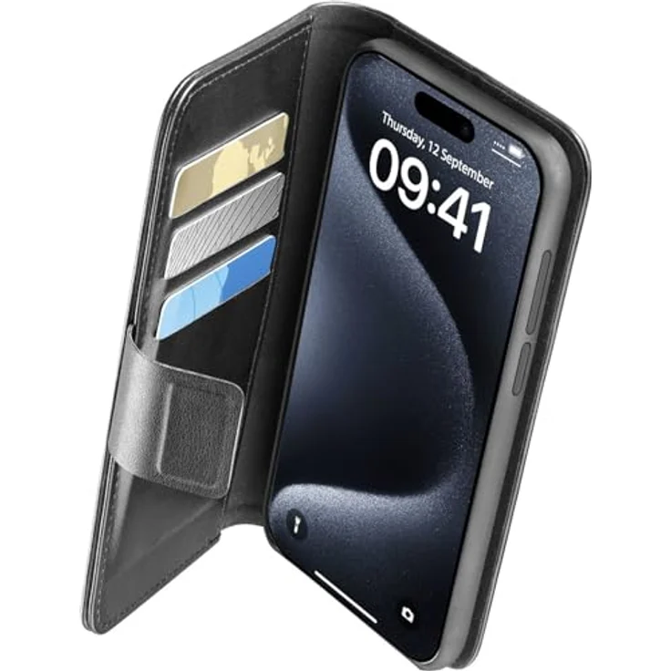 Cellular Line Book Agenda Folio für Apple iPhone 15 Pro, schwarze Handytasche, versandkostenfrei – Bild 1