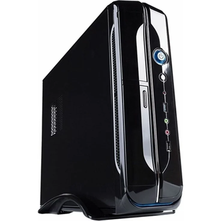 Hiditec SLM30 ATX Semi-Tower Gehäuse, Mini-Tower aus Stahl mit Netzteil, Schwarz