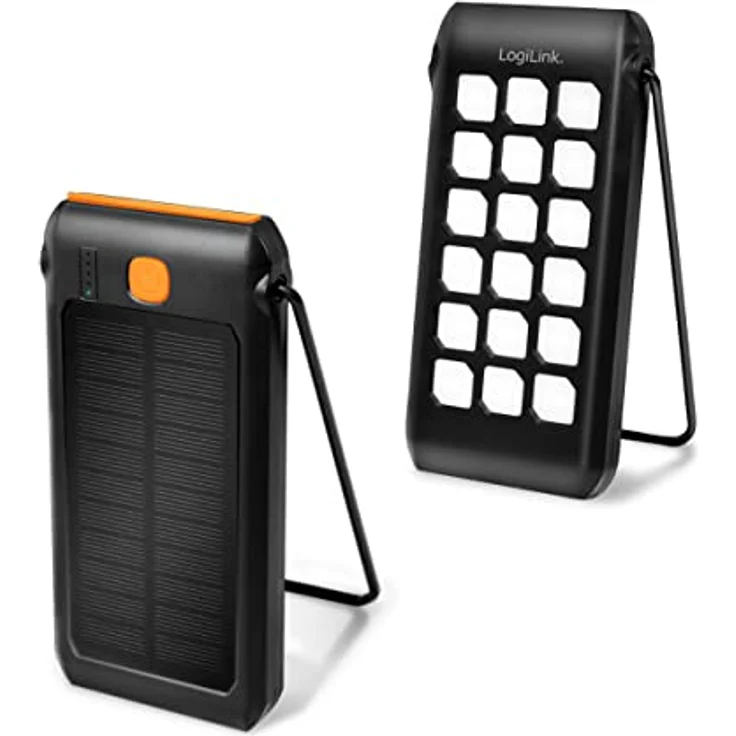 LogiLink PA0273 - Solar Powerbank 10.000 mAh mit Taschenlampe, 1x USB-A QC (QuickCharge 3.0) & 1x USB-C PD (PowerDelivery), IP44 Schutzklasse, Schwarz – Bild 4