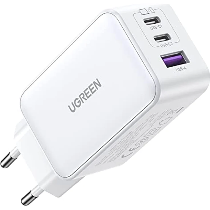 UGREEN USB-A+2xUSB-C 65W GaN Tech Ladegerät, weiß – Bild 3