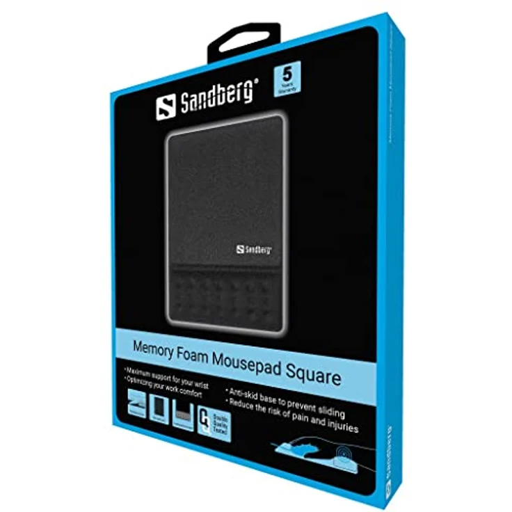 Sandberg - Mauspad mit Handgelenkpolsterkissen - Memory-Schaumstoff - quadratisch – Bild 2