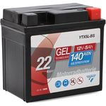 CARTEC YTX5L-BS Motorradbatterie, 5Ah, 140A, Gel-Technologie, wartungsfrei, zyklenfest, schwarz