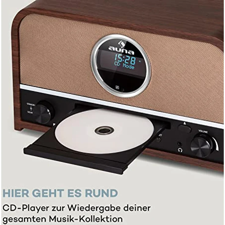 Auna Tragbarer DAB-Radio-CD-Player für Zuhause, FM/DAB/DAB+ Radio mit Bluetooth + AUX, Stereoanlage, LCD-Display, Fernbedienung, Digital Radio mit CD, MP3 & Streaming, DAB-Radio Klein, Netzbetrieben – Bild 4
