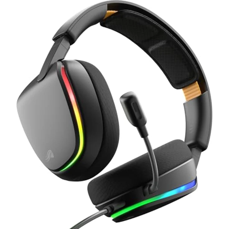GLORIOUS GHS Eternal RGB, Stereo-RGB-Gaming-Headset für PC, PS5, PS4, Switch, mit High-Fidelity-Treibern, abnehmbaren Mikrofon, USB-C, langlebig, ganztägiger Schwarz – Bild 1