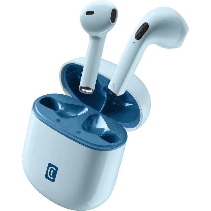 Cellularline STYLE COLOR WIRELESS HEADSET, Kabelloses Bluetooth-Headset mit TWS, 24 Stunden Spielzeit, farblich passende Ladehülle, Blau