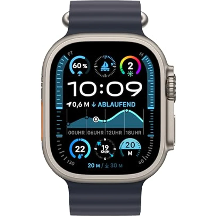 Apple Watch Ultra 2 GPS + Cellular, 49 mm Titangehäuse, Ocean Armband Marine, One size – Bild 2