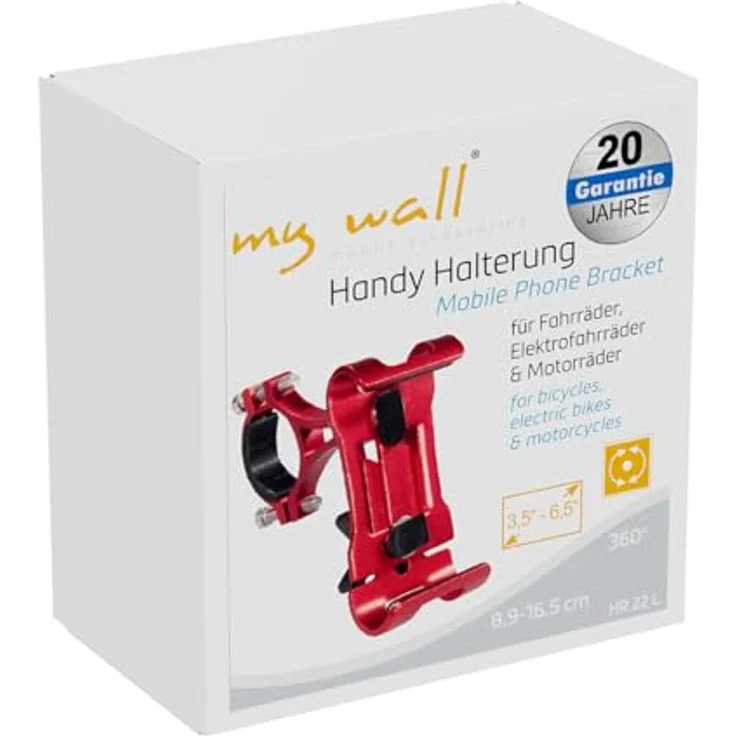 My Wall HR22L, Handyhalterung Fahrrad für Smartphones bis 75mm Breite, simples Design mit Drehgelenk für Hoch- und Querformat – Bild 6