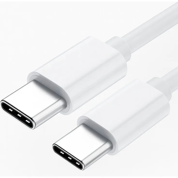 Alpha Electronics USB-C Schnellladekabel, 200 cm, robust, 60W, für iPhone, Samsung, Huawei, Google, Xiaomi, weiß