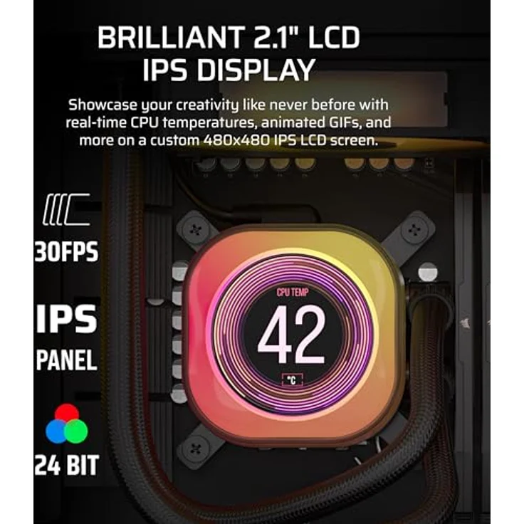 Corsair iCUE LINK Titan 240 RX LCD CPU-Flüssigkeitskühler – 240mm AIO – Intel LGA 1851/1700, AMD AM5/AM4 – RX120 RGB-Lüfter – Schwarz – Bild 4