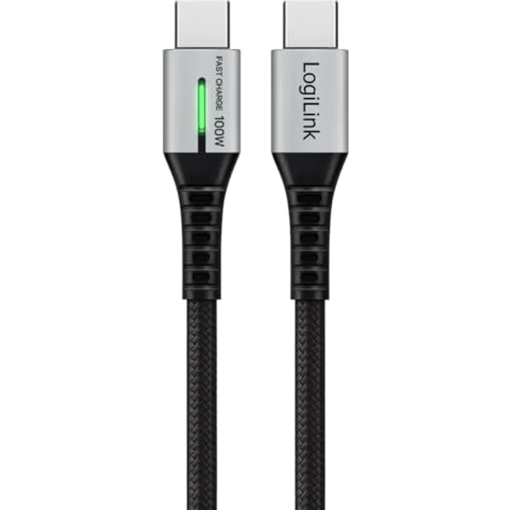 LogiLink USB Typ-C Anschlusskabel, Stecker-Stecker, Nylon, E-Mark Chip, 480 Mbit/s, 100W, LED, 0,5 m – Bild 5
