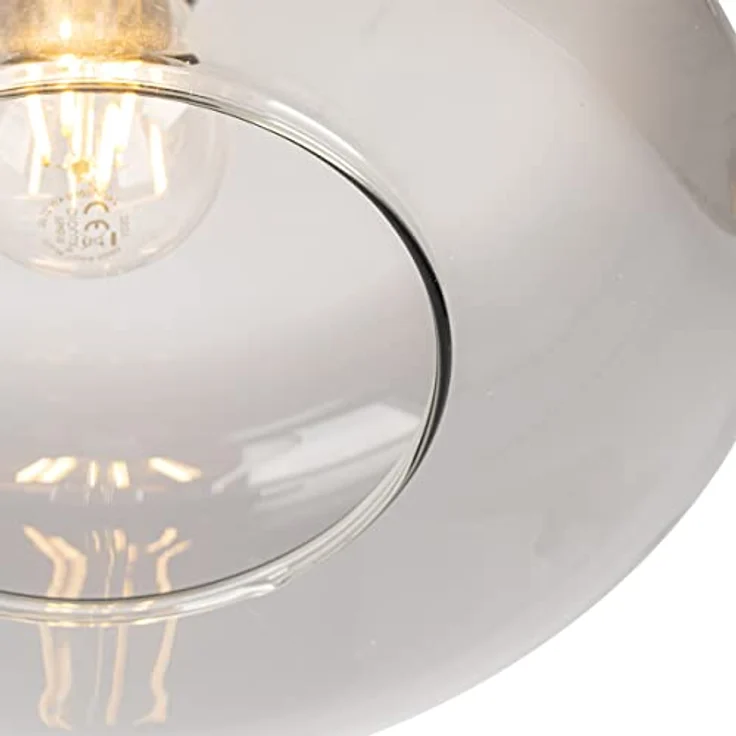 Qazqa Art Deco Deckenlampe in Schwarz mit Rauchglas - Bizle I LED geeignet E27 – Bild 3