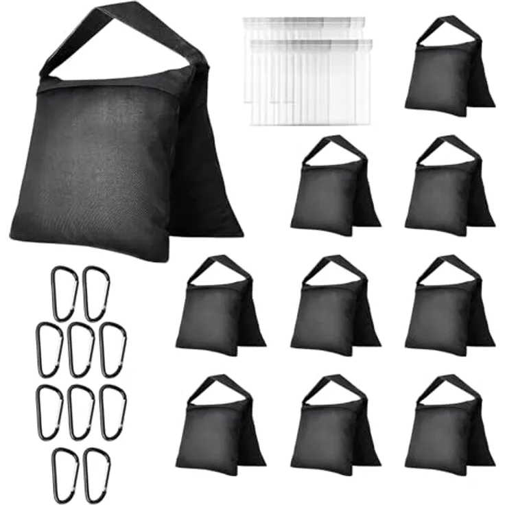 EMART Sandsäcke für Stative, 10 Stück, strapazierfähig mit doppeltem Reißverschluss und 11,7 kg Tragfähigkeit, ideal für Fotografie und Videostudios