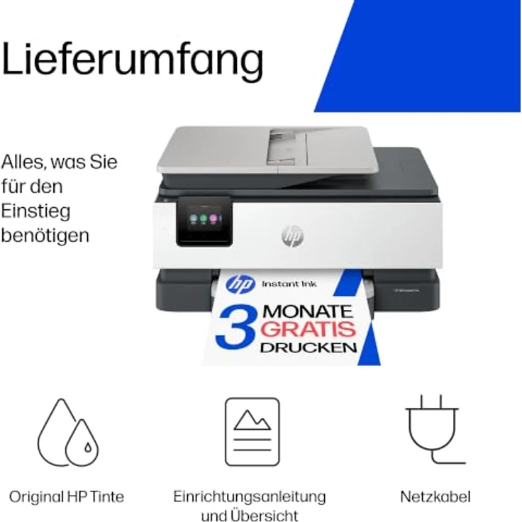 HP OfficeJet Pro 8122 All-in-One 3 in 1 Tintenstrahl-Multifunktionsdrucker, grau, Duplex-Druck, farbiger Touchscreen, HP Instant Ink-fähig – Bild 12