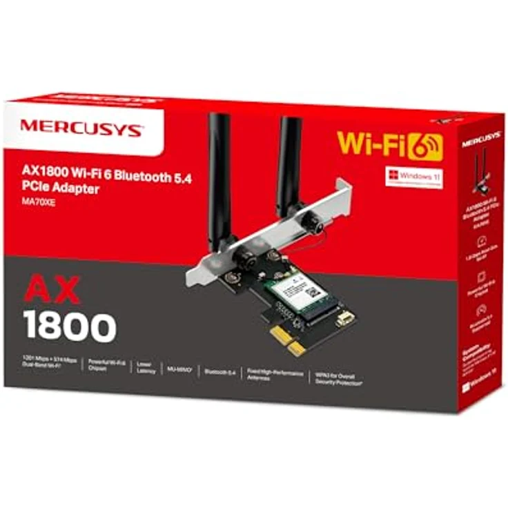 TP-Link MA70XE AX1800 PCIe WLAN/Bluetooth Adapter, Wi-Fi 6E (802.11ax), 1201 Mbit/s, Schwarz – Bild 9