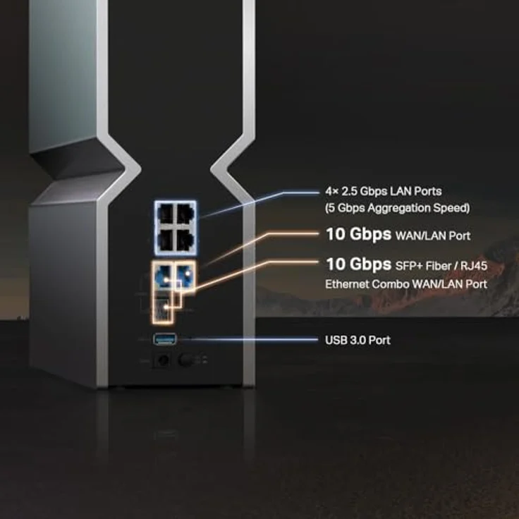 TP-Link Archer BE800 Wi-Fi 7 Router, BE19000 Tri-Band, 1× 10 Gbps Ethernet/Fiber Combo WAN/LAN Port + 1× 10 Gbps WAN/LAN Port + 4× 2.5 Gbps Ports + 1× USB 3.0 Port, LED-Bildschirm – Bild 5