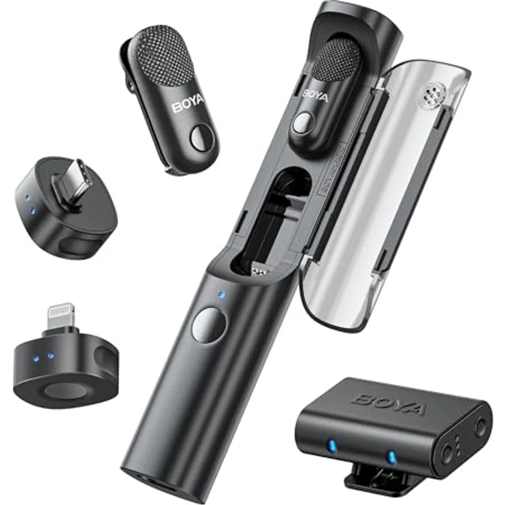 BOYA Magic Mikrofon Handy, Mini-Lavalier-Mikrofon Kabellos mit USB-C-Stecker, KI-Geräuschunterdrückung, 30 Stunden Akkulaufzeit für iPhone 15/16 Serie – Bild 1