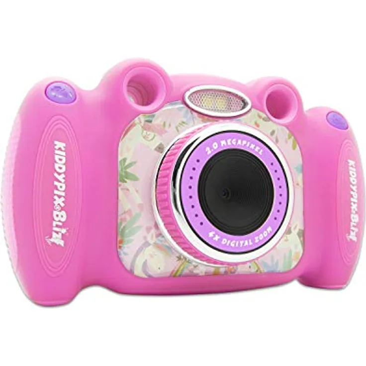Easypix Kiddypix 'Blizz' Kinderkamera mit Webcam-Funktion, gummierte Außenseite, Integrierte Spiele, Pink