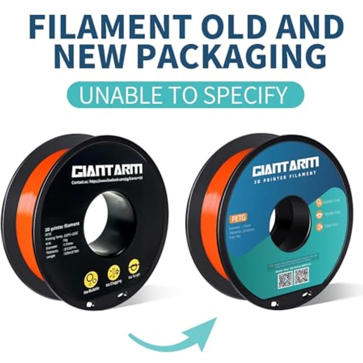 GIANTARM PETG Filament 1,75 mm orange, 1 kg Spool, hohe Zähigkeit und Schlagfestigkeit, kompatibel mit FDM Druckern – Bild 2