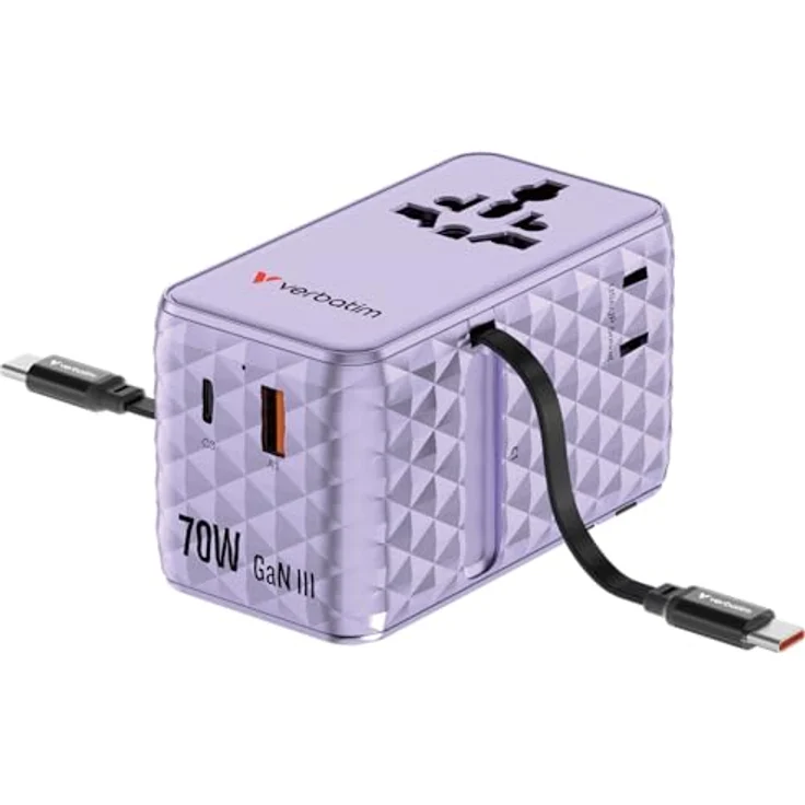 Verbatim Charge 'n' Travel 70W 2C, USB Ladegerät mit 2 Anschlüssen, kompaktes Design, violett – Bild 4