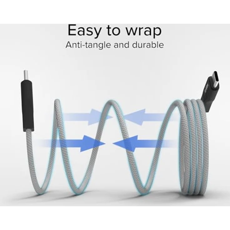 SBS Magnetisches USB-C-auf-USB-C-Kabel, 1 Meter, 60W Ladeleistung, grau – Bild 2