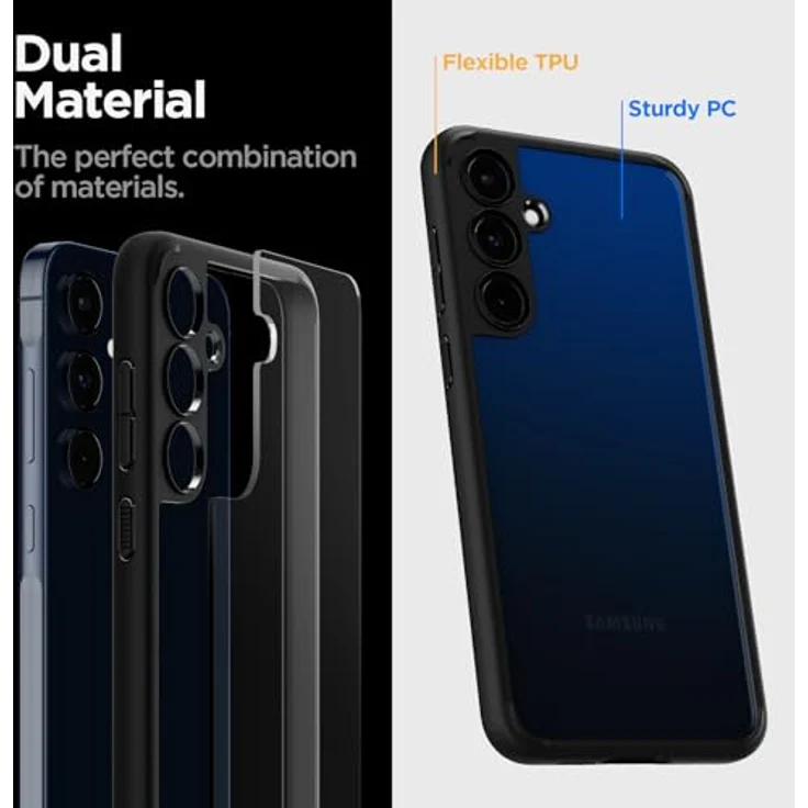 Spigen Ultra Hybrid Hülle für Samsung Galaxy A55 5G -Schwarz, PC Platte, TPU-Rahmen, Schutzrand, Air Cushion Technologie – Bild 5