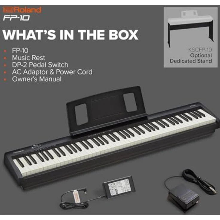 Roland FP-10, Digital Piano in Schwarz mit 88 Tasten, SuperNATURAL Klangerzeugung und Keyboardständer – Bild 7