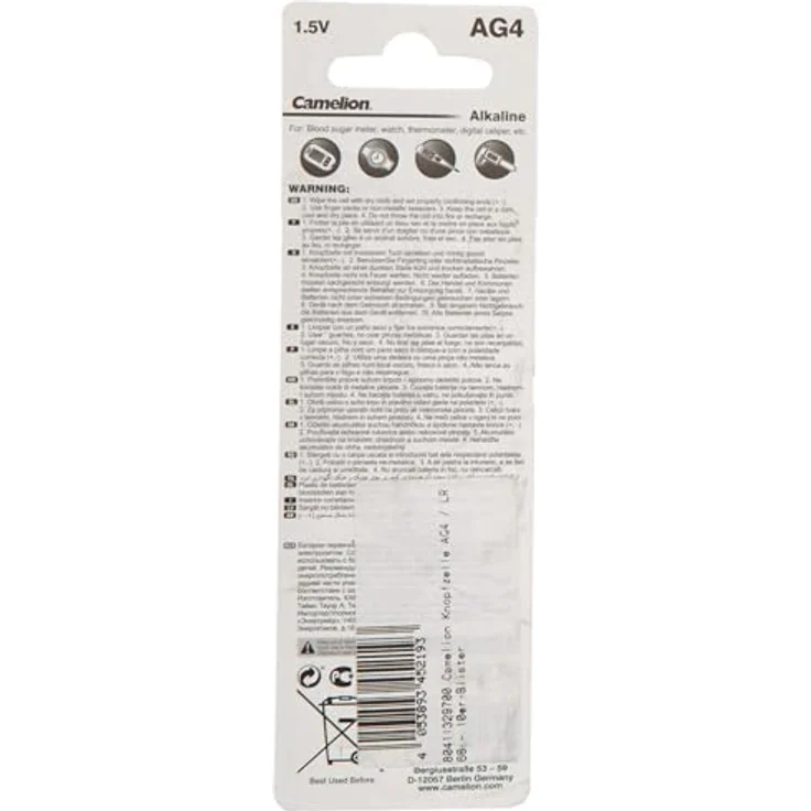Camelion 12051004 Alkaline-Knopfzelle (AG 4-LR66-LR626-377, 1,5V, 10-er Blister) – Bild 3