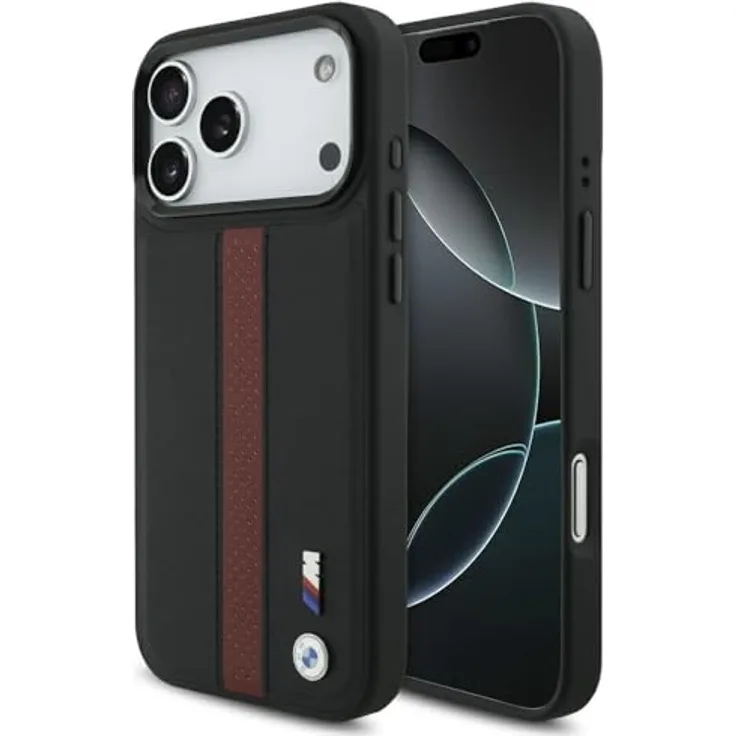 BMW M Perforated Stripe Logo MagSafe Case für iPhone 17 Pro Max, rote Schutzhülle aus hochwertigem Material