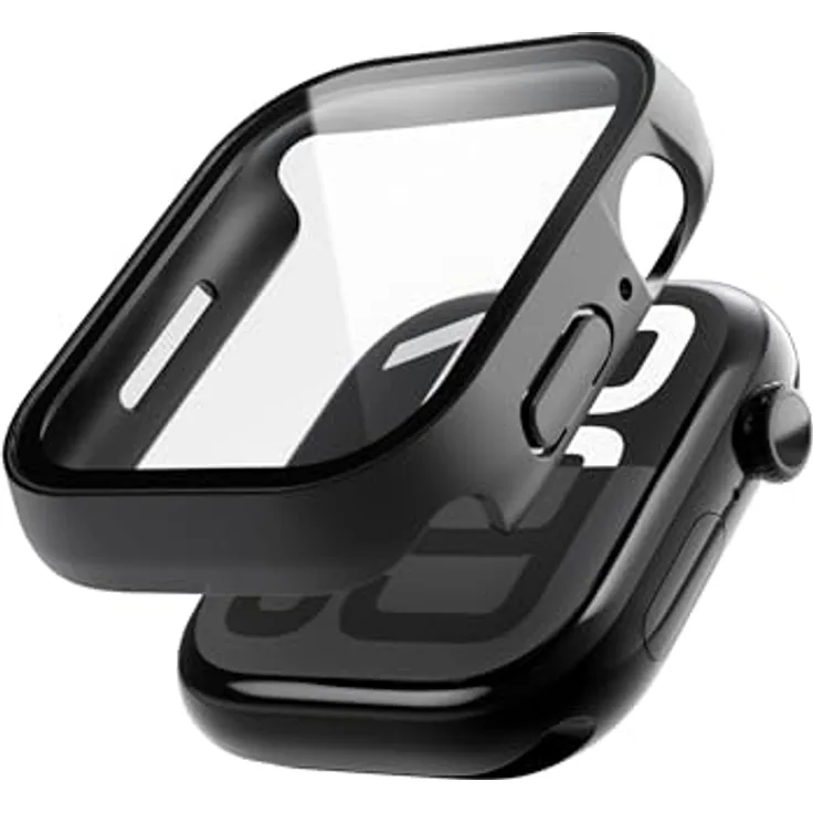 Vonmählen Thin Case für Apple Watch SE (40mm), ultradünne Schutzhülle mit 9H gehärtetem Glas, wasserdicht, Schwarz