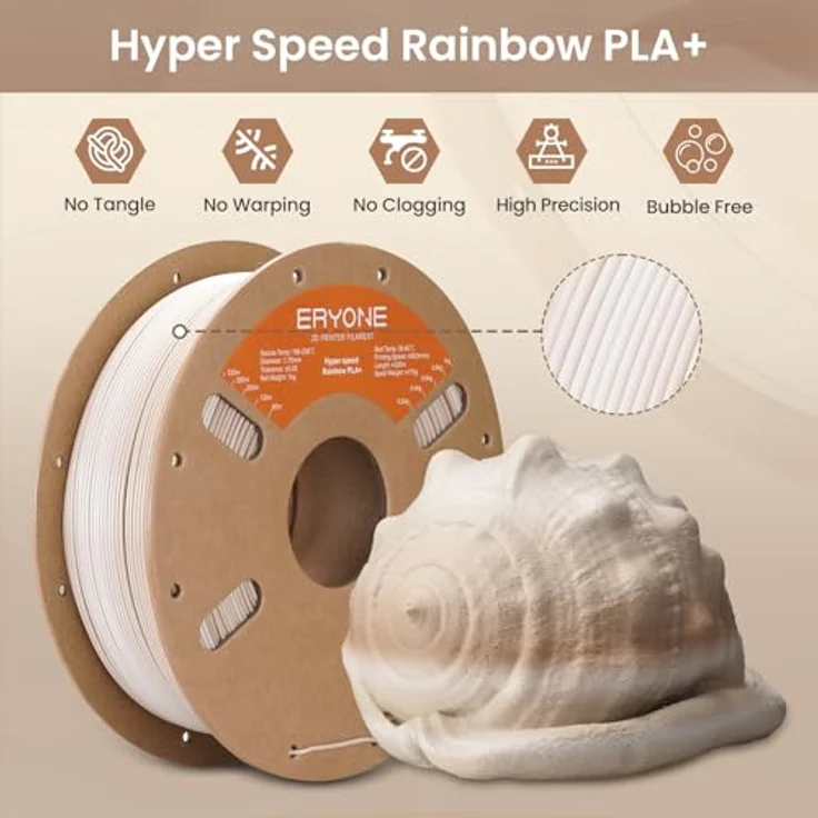 ERYONE PLA Filament 1.75 mm, 3D Drucker Filament in Rock Rainbow, Maßgenauigkeit +/- 0,03 mm, 1 kg/Spule – Bild 5