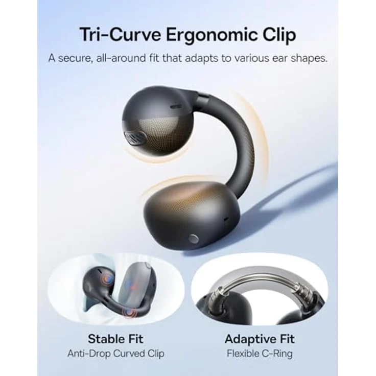 Baseus Bass BC1, Open-Ear TWS Kopfhörer mit Clip-On, leichter Tragekomfort, kraftvoller Bass, schwarz – Bild 9
