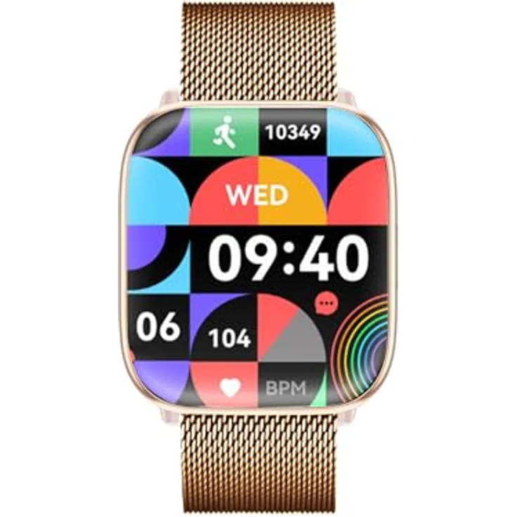 Trevi T-FIT 265A Smartwatch mit 1,75 Zoll AMOLED-Display, Always On Full Touch, kabellose Anrufe, Schlafüberwachung, Schritte, Herzfrequenz, Fitness-Tracker, wasserdicht IP67, Gold – Bild 2