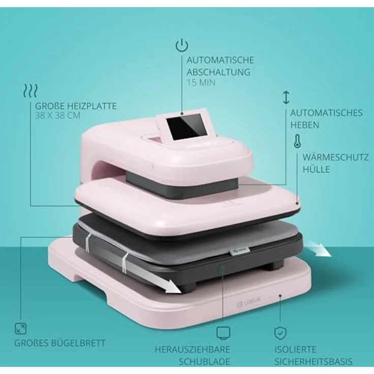LOKLiK ImPress Auto Heat Press 2, Transferpresse mit 38x38 cm Heizplatte, bis 210° Temperatur, 1500W Leistung – Bild 2