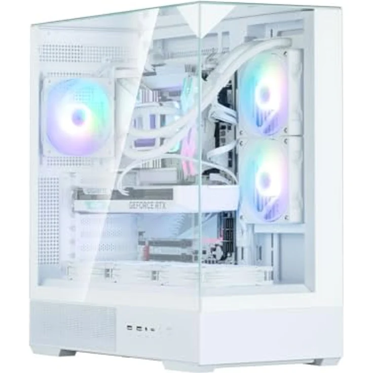 Zalman P40 Prism, Medium Tower PC-Gehäuse mit drei gehärteten Glas-Panels, weiß – Bild 2
