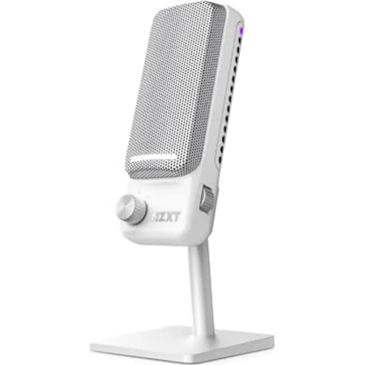 NZXT Capsule Elite - Premium-USB-Kondensatormikrofon für Gaming, Streaming, Podcasting und Aufnahmen - 24-Bit-Tiefe, 192 kHz Abtastrate, RGB-Beleuchtung - Weiß