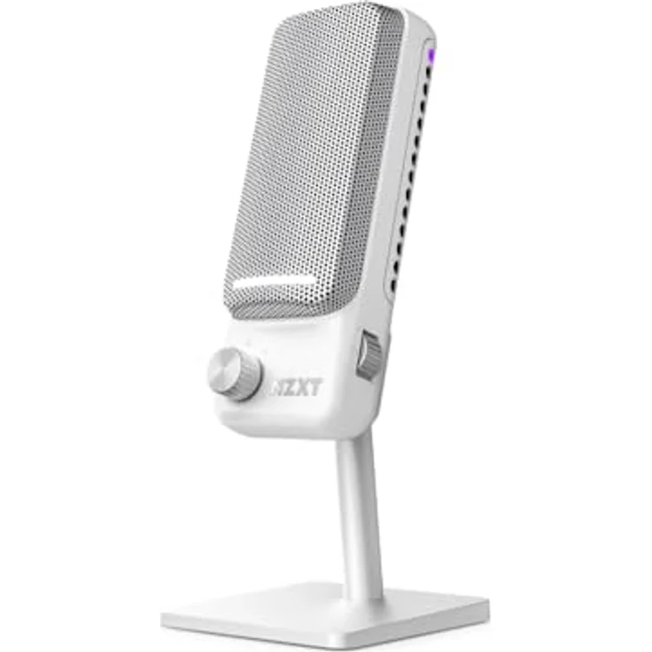 NZXT Capsule Elite - Premium-USB-Kondensatormikrofon für Gaming, Streaming, Podcasting und Aufnahmen - 24-Bit-Tiefe, 192 kHz Abtastrate, RGB-Beleuchtung - Weiß – Bild 1